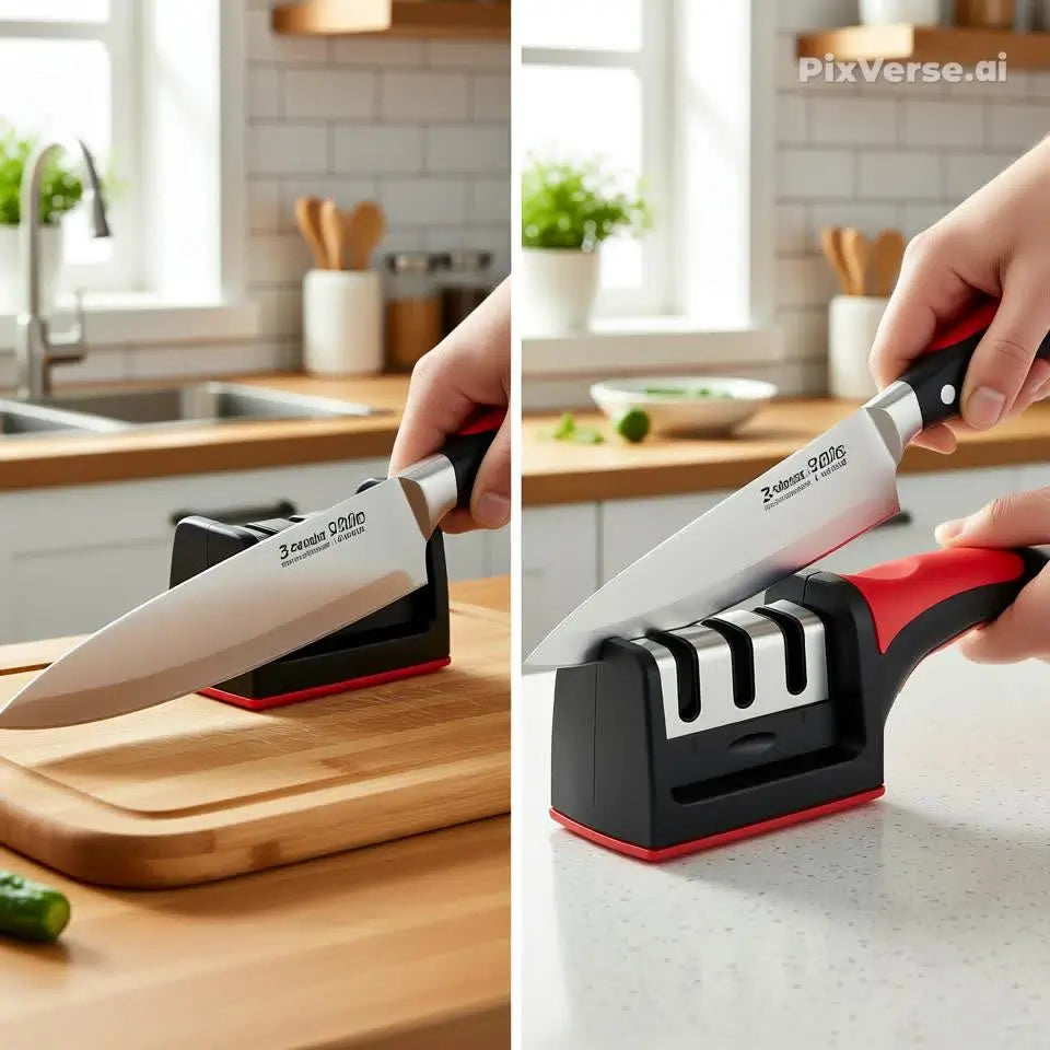 Amolador de Facas com 3 afiadores profissionais