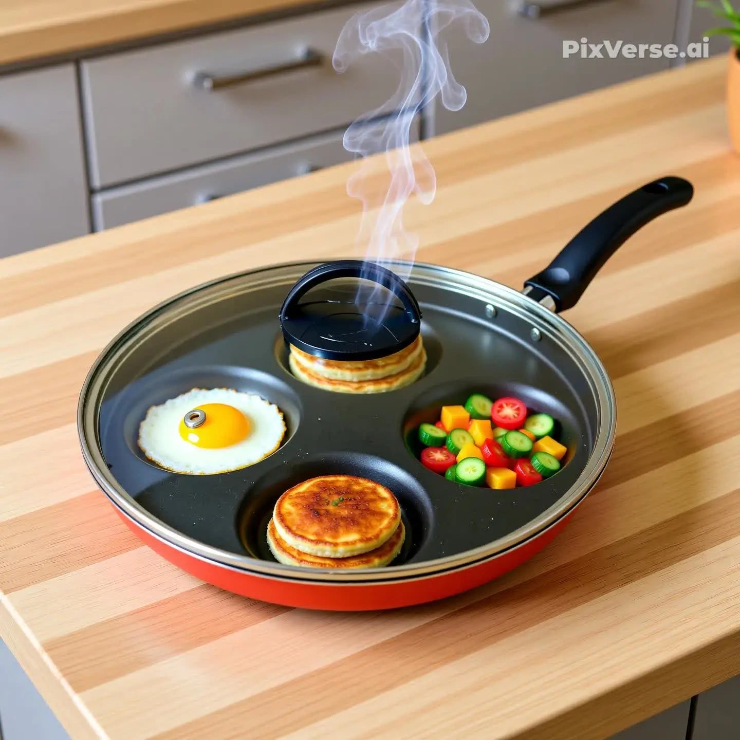 Frigideira 4 em 1 Multiuso com Tampa de Vidro