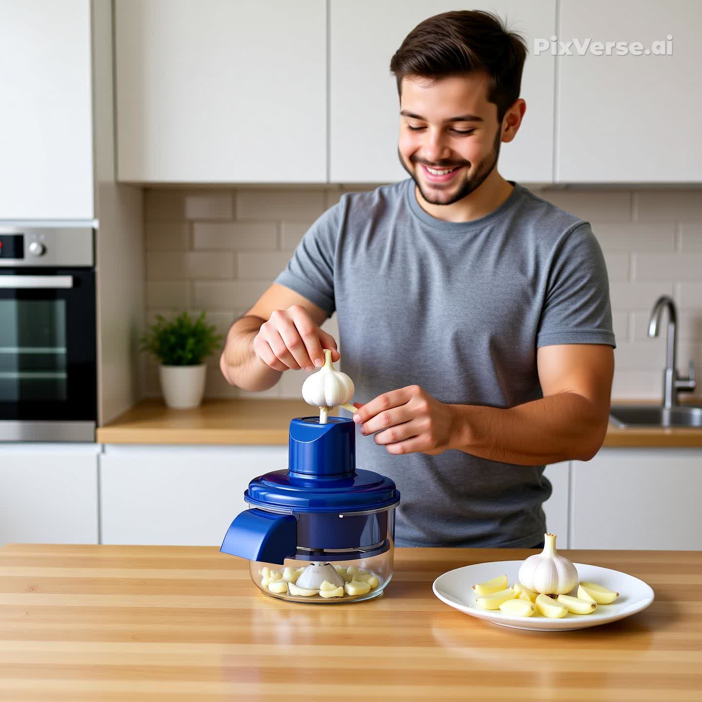 Descascador eletrico automatico de legumes e alho