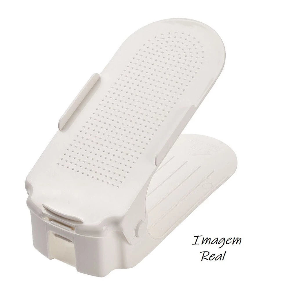 Kit 10 Organizadores de sapato, saltos e tênis com regulagem de altura - Branco