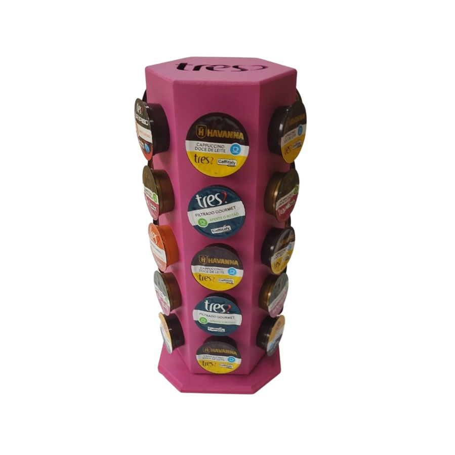Torre Organizador Giratório p/30 Cápsulas Café Três 3 Corações