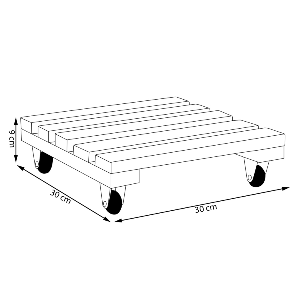 Suporte Para Vaso De Planta Peroba Com Rodinhas De Silicone 30x30