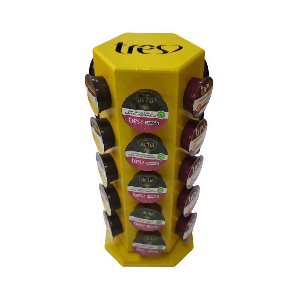 Torre Organizador Giratório p/30 Cápsulas Café Três 3 Corações