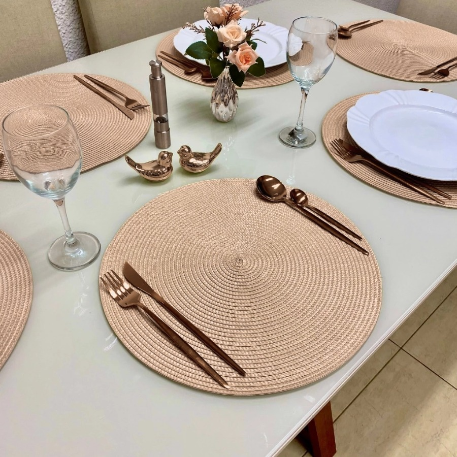 Kit 4 ou 6 Jogo Americano Souplast Redondo Jantar Mesa Posta Cozinha 38cm