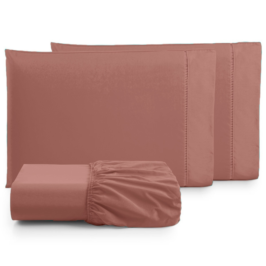 Jogo Lençol Casal Padrão 3 Peças 180 Fios Ponto Palito 100% Algodão