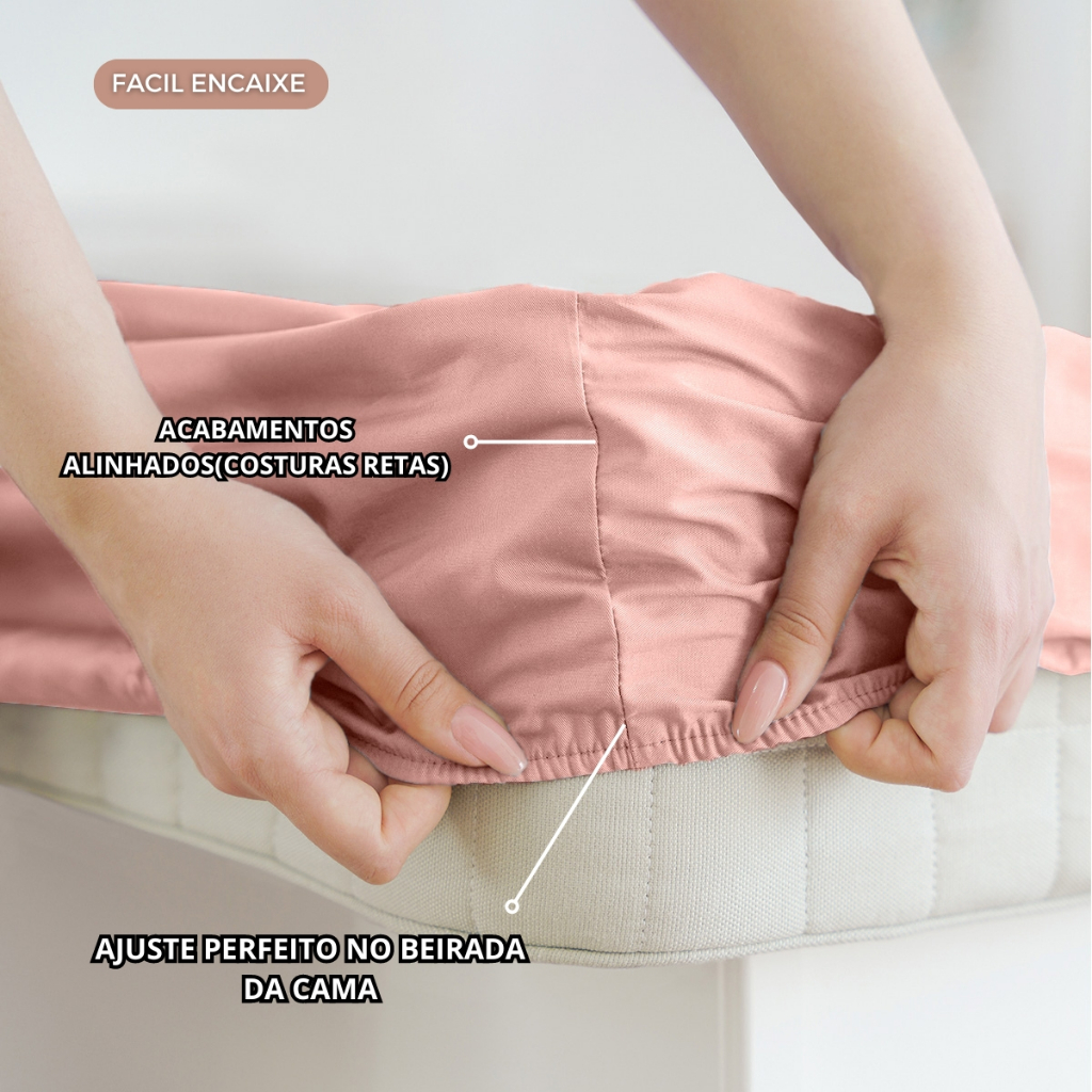 Jogo Lençol Casal Padrão 3 Peças 180 Fios Ponto Palito 100% Algodão