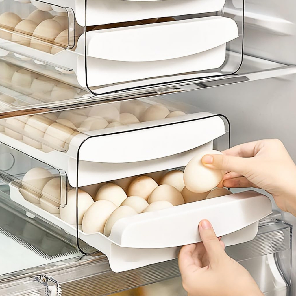 Porta Ovos 2 ou 4 andares Gaveteiro organizador de geladeira branco