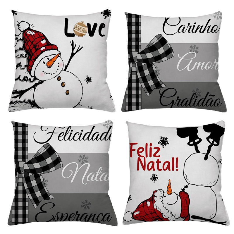 KIT 4 CAPAS DE ALMOFADAS DECORATIVAS NATAL