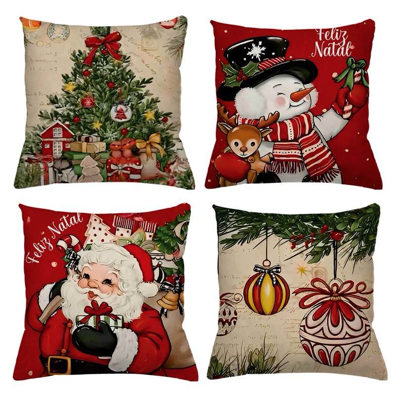 KIT 4 CAPAS DE ALMOFADAS DECORATIVAS NATAL
