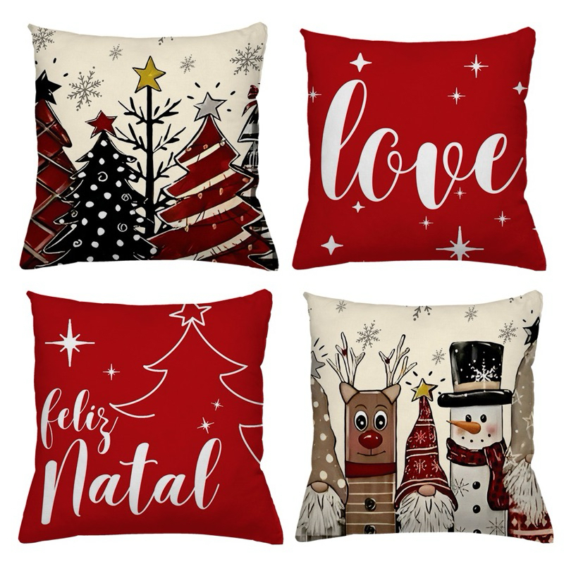 KIT 4 CAPAS DE ALMOFADAS DECORATIVAS NATAL