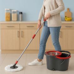 Mop Giratório Com Cesto Em Inox