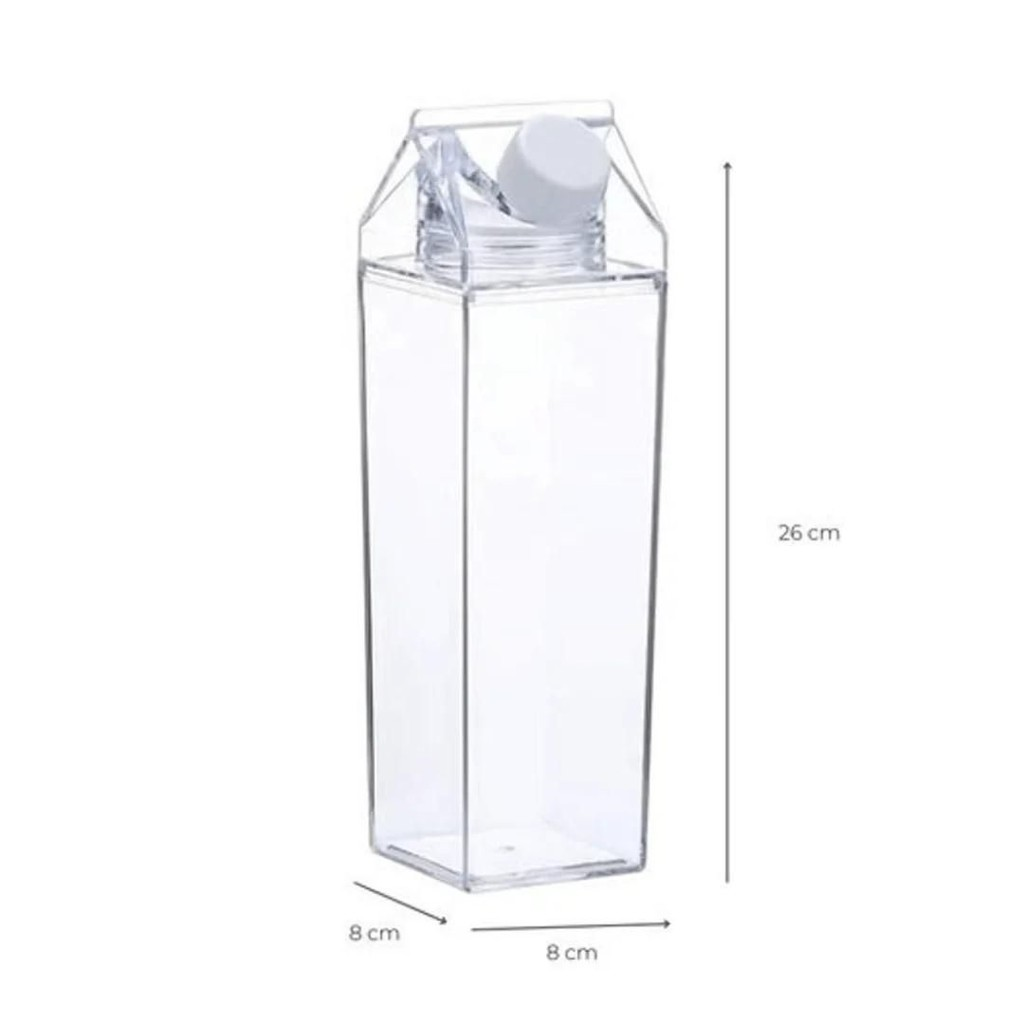Kit 3 Garrafas de Acrílico Transparente P/ Leite Suco Bebidas My Box