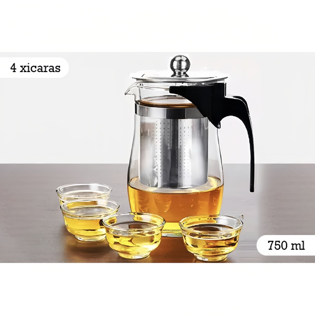 Chaleira Chá Vidro Infusor 750ml Bule Chá
