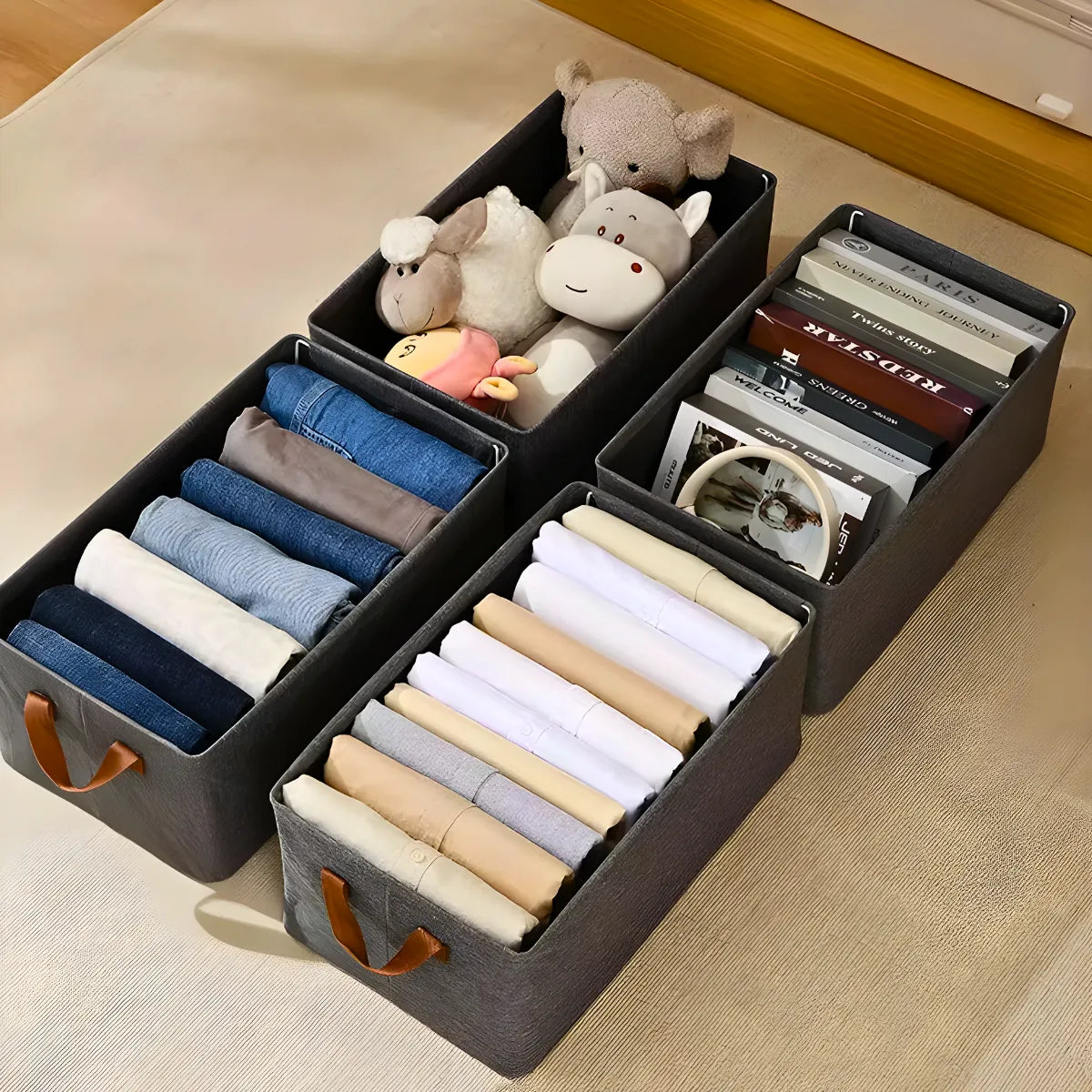 Organizador de roupa dobrável para guarda roupas