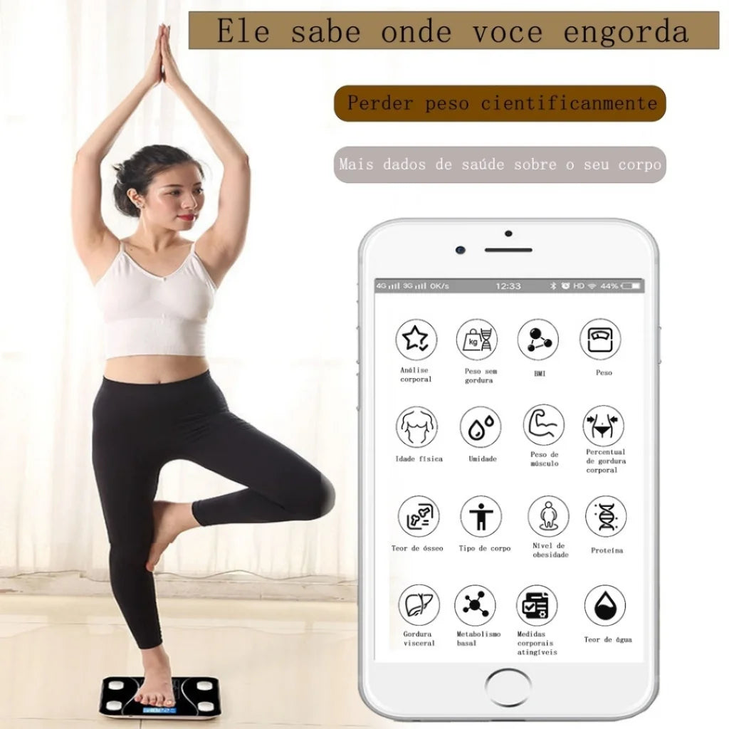Balança Digital de Bioimpedãncia Corporal Bluetooth ate 180 kg