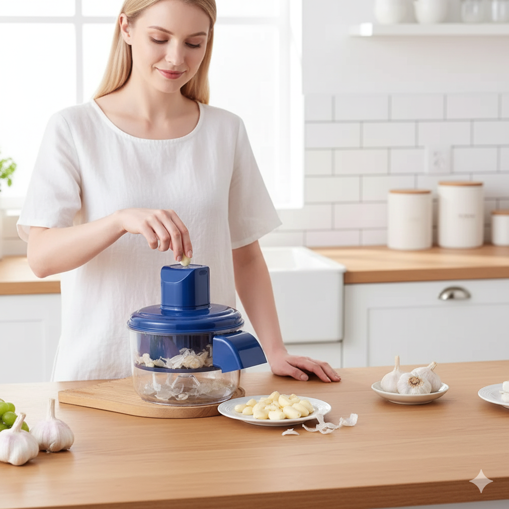 Descascador eletrico automatico de legumes e alho
