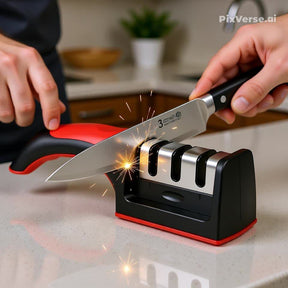 Amolador de Facas com 3 afiadores profissionais