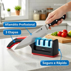 Amolador de Facas com 3 afiadores profissionais