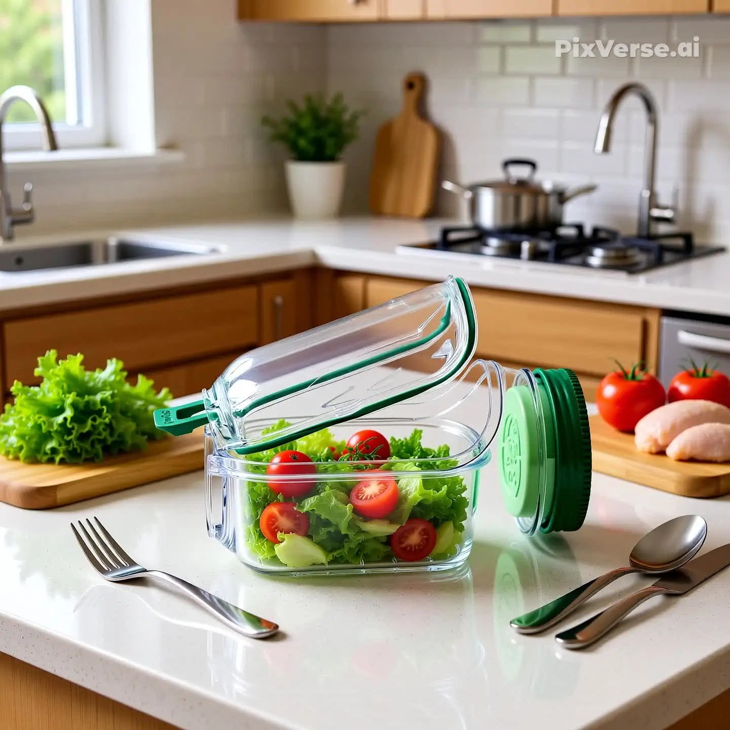 Saladeira Portátil Hérmetica  Multifuncional – Compartimentos para Molho, Vedação Antivazamento, Livre de BPA