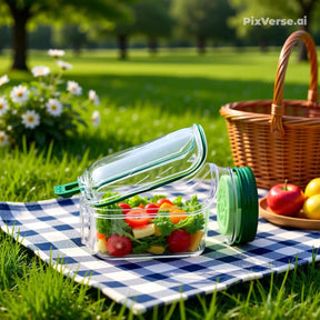 Saladeira Portátil Hérmetica  Multifuncional – Compartimentos para Molho, Vedação Antivazamento, Livre de BPA