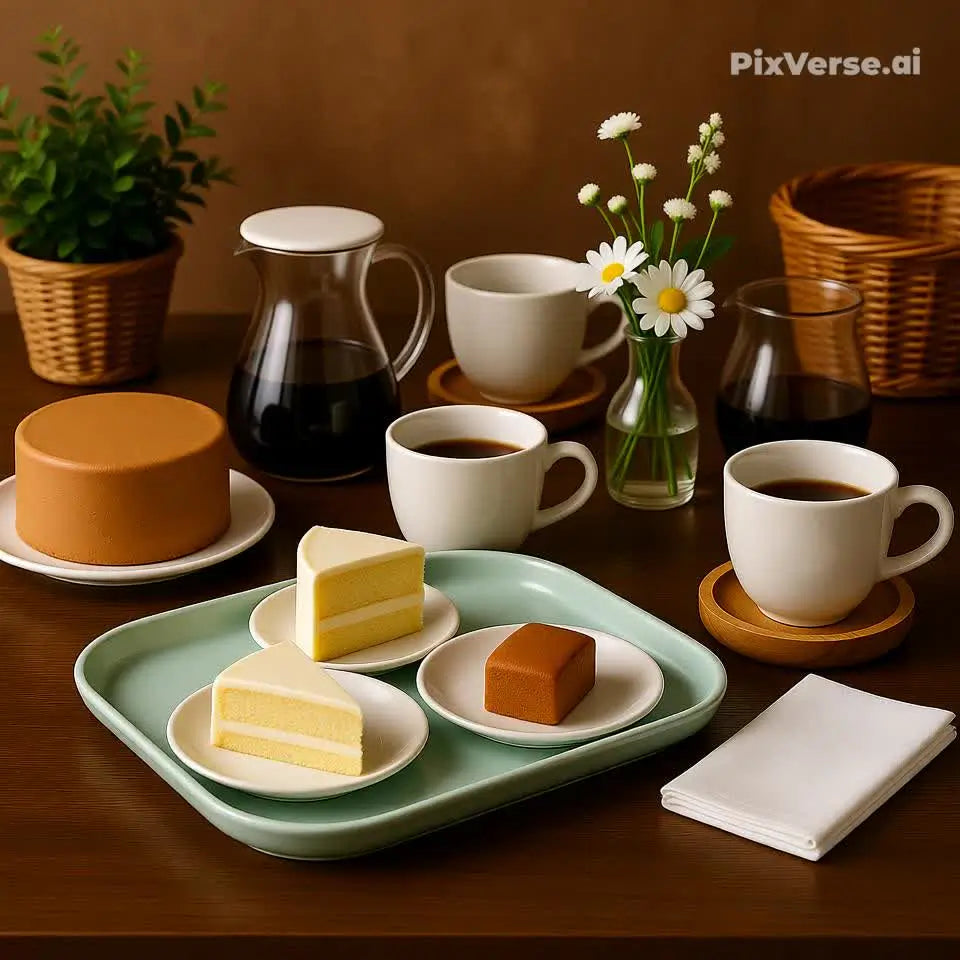 Conjunto 6 Xícara Brancas com pires em bambu