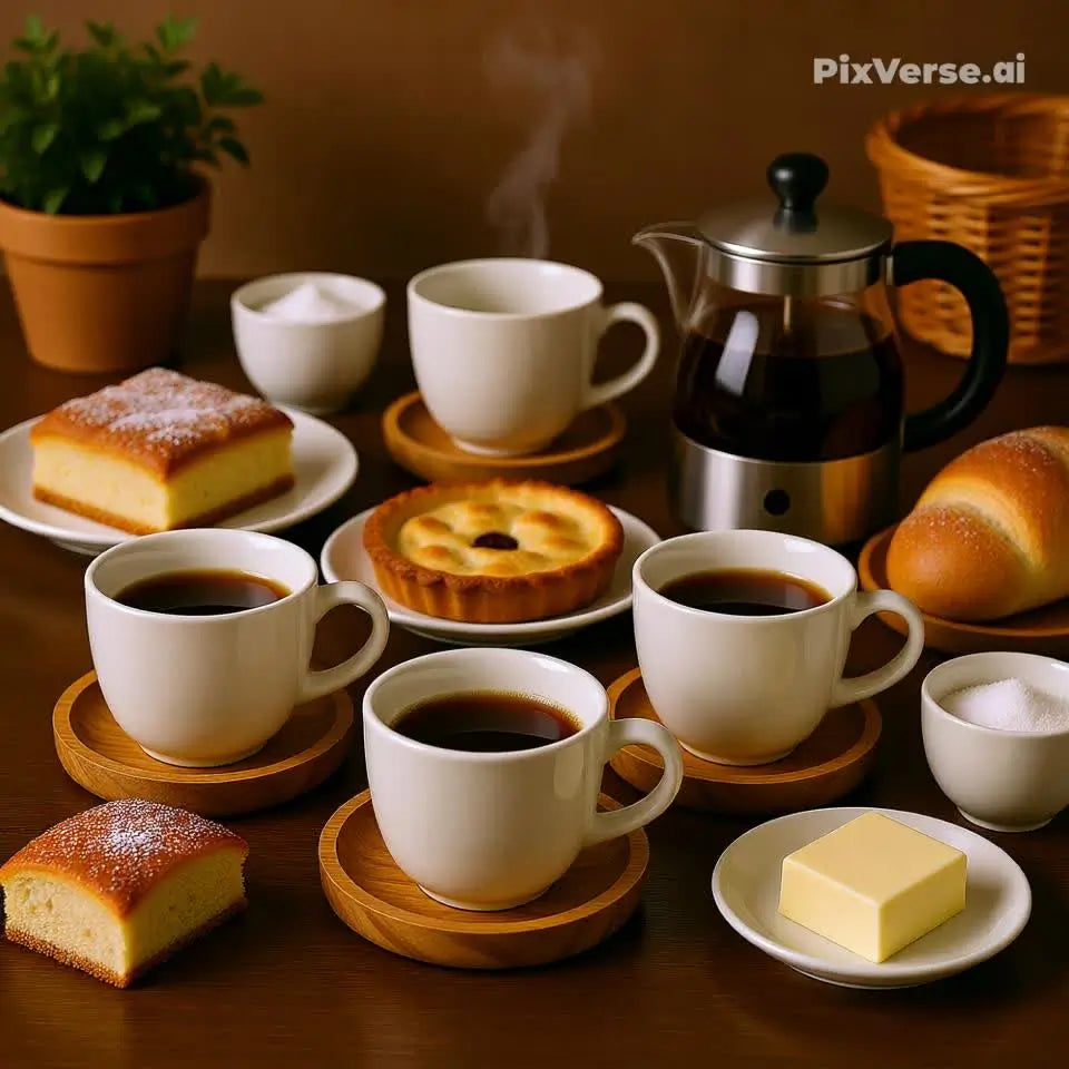 Conjunto 6 Xícara Brancas com pires em bambu