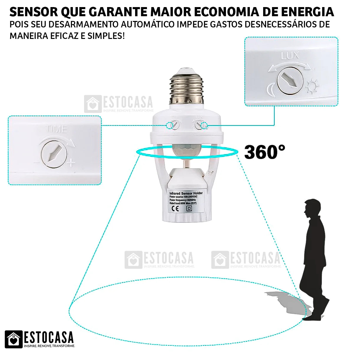 Sensor de Presença E27/Fotocelula