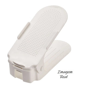 Kit 10 Organizadores de sapato, saltos e tênis com regulagem de altura - Branco