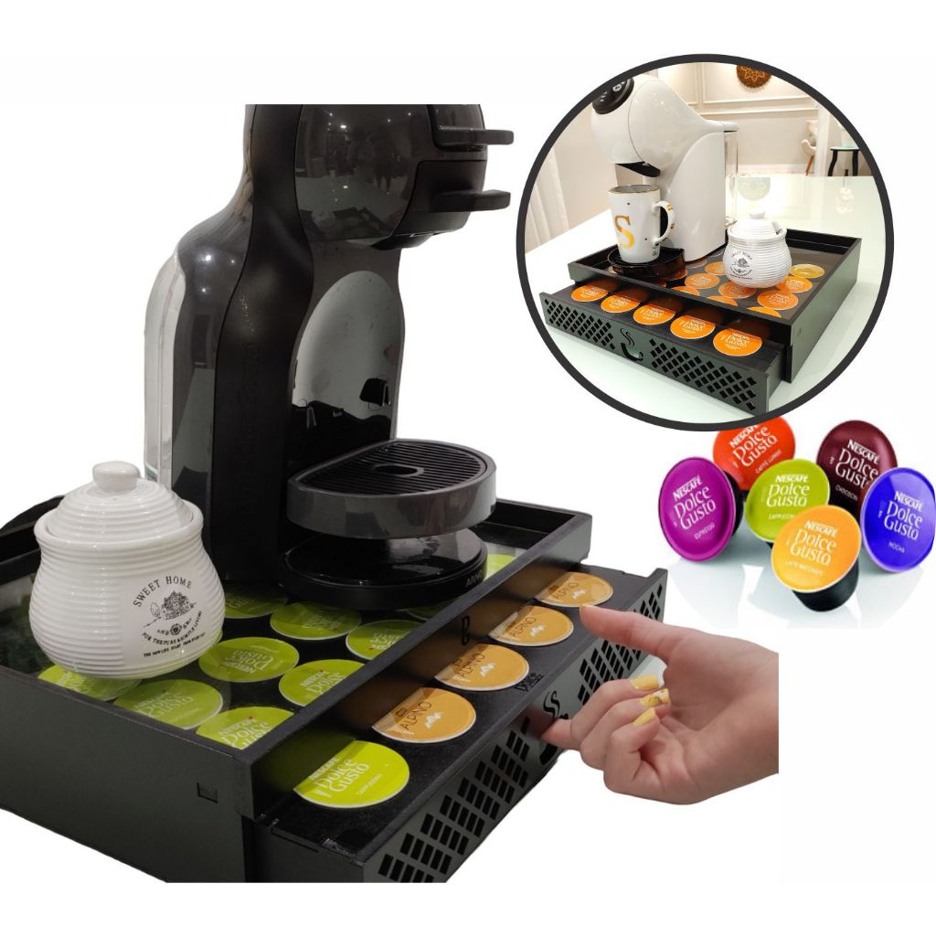 Porta capsulas e maquina gaveta decorativa para cafeteira Dolce Gusto
