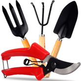 Kit Jardinagem Conjunto 4 Peças 25cm Ferramentas de Jardim GRANDE De Aço Cabo De Madeira