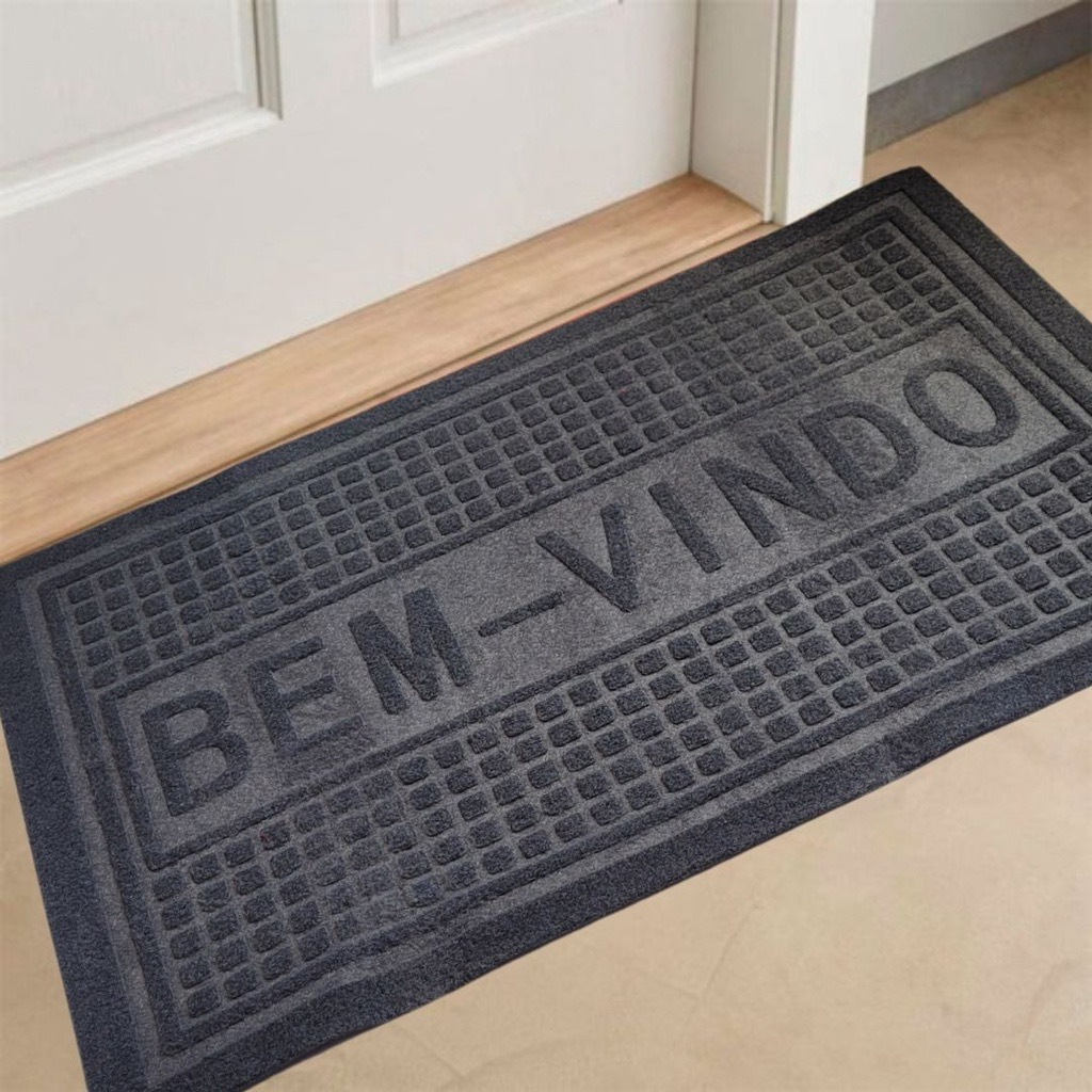 Kit 2 un Tapete Bem Vindo Capacho Para Porta Entrada Emborrachado Vinil Emborrachado Antiderrapante