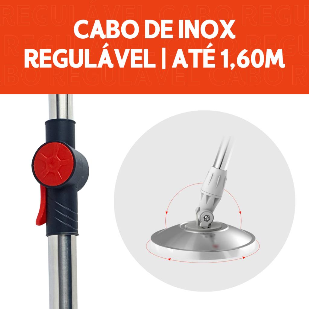 Mop Giratório Com Cesto Em Inox - Cabo 150cm - Completo - Vermelho - Aviv