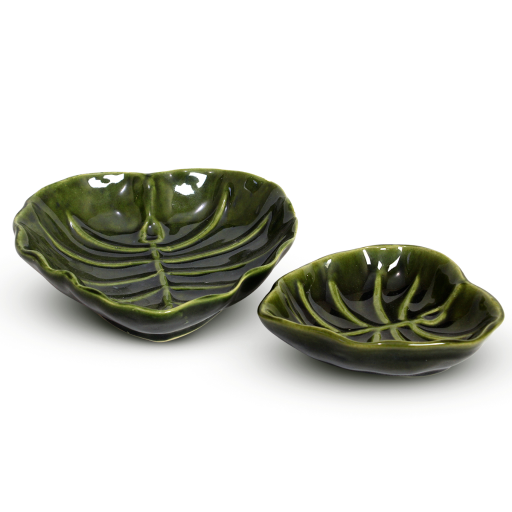 Kit Travessa Folha Primavera Cerâmica Louças Petisqueira Rústico Decoração Mesa Posta Restaurante Buffet