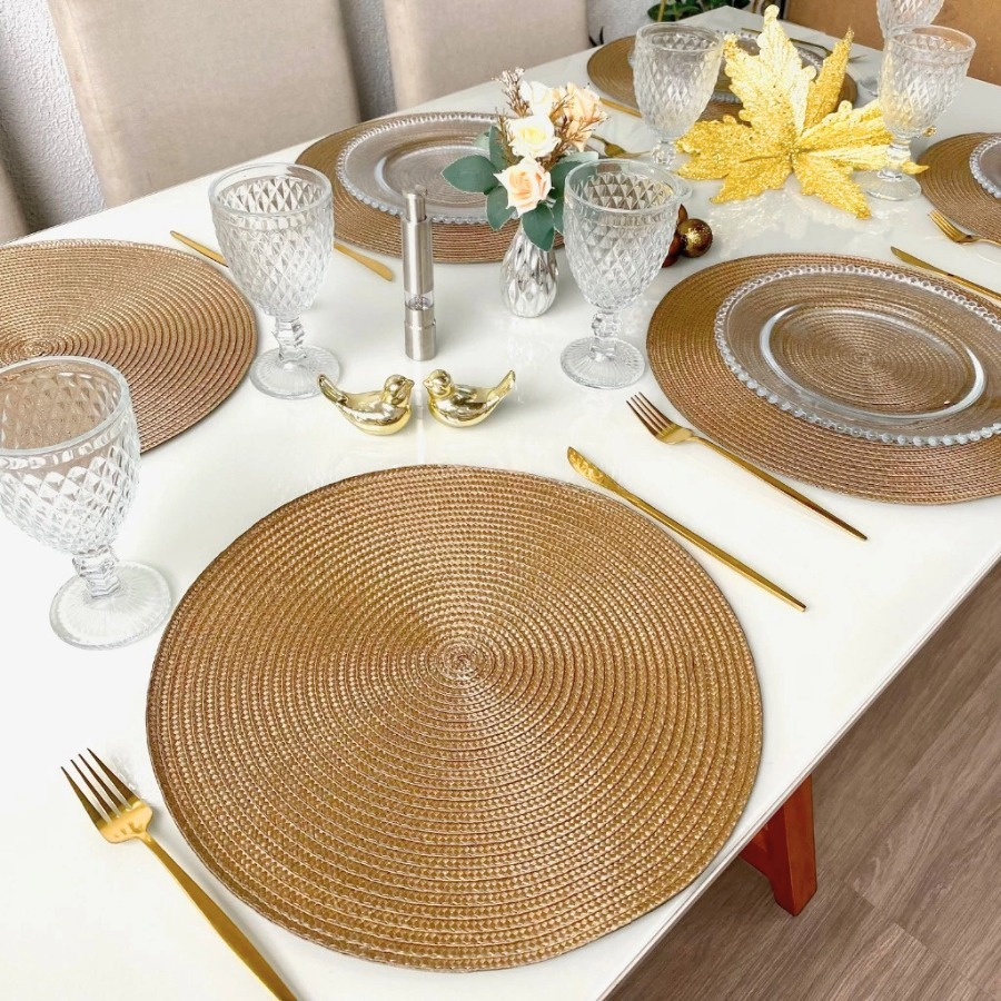 Kit 4 ou 6 Jogo Americano Souplast Redondo Jantar Mesa Posta Cozinha 38cm