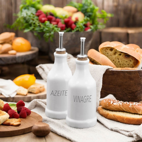 Garrafas Porcelana Galheteiro 270 ml Azeite E Vinagre
