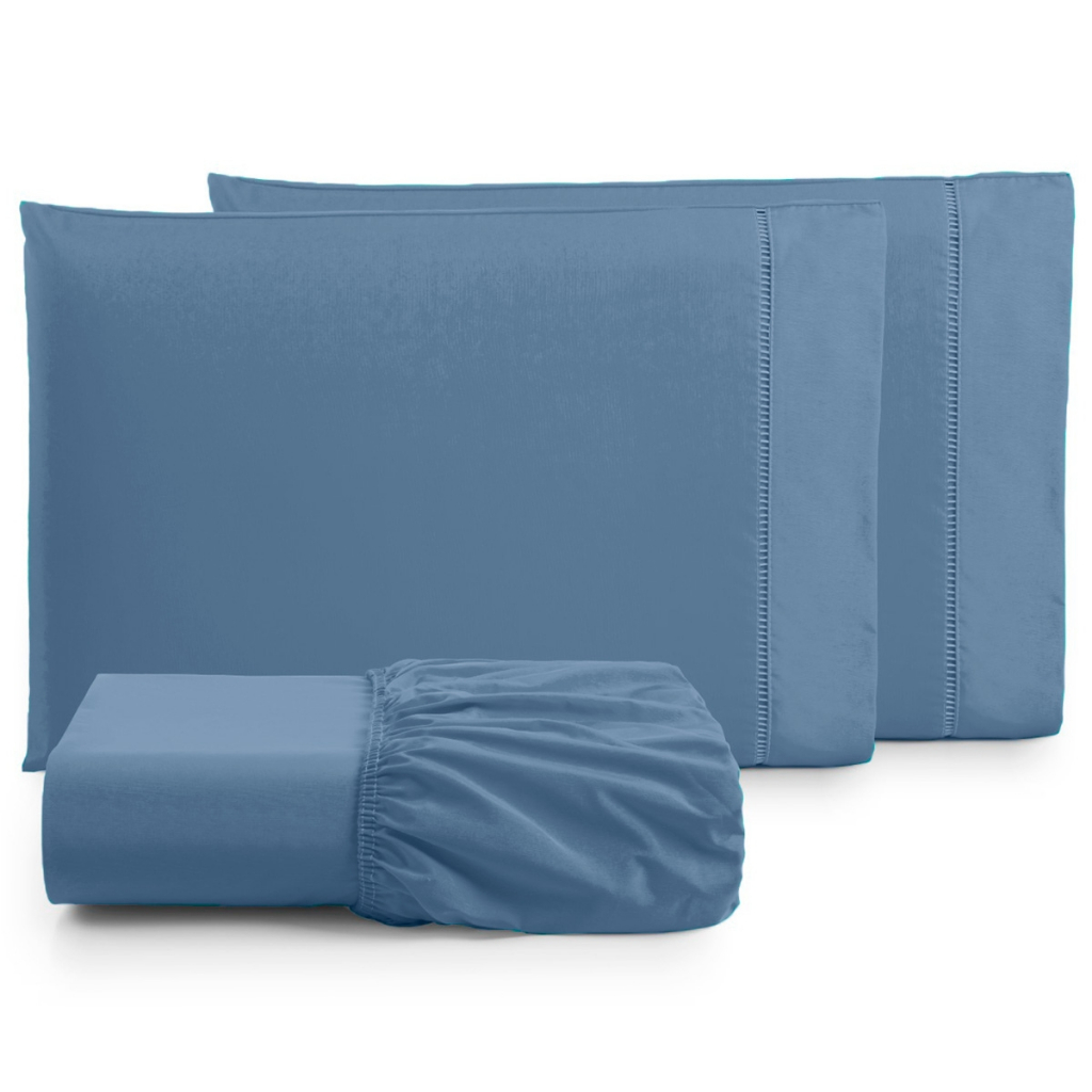 Lençol Casal Percal 180 Fios 100% Algodão com Bordado Elegante – Conforto, Durabilidade e Sofisticação