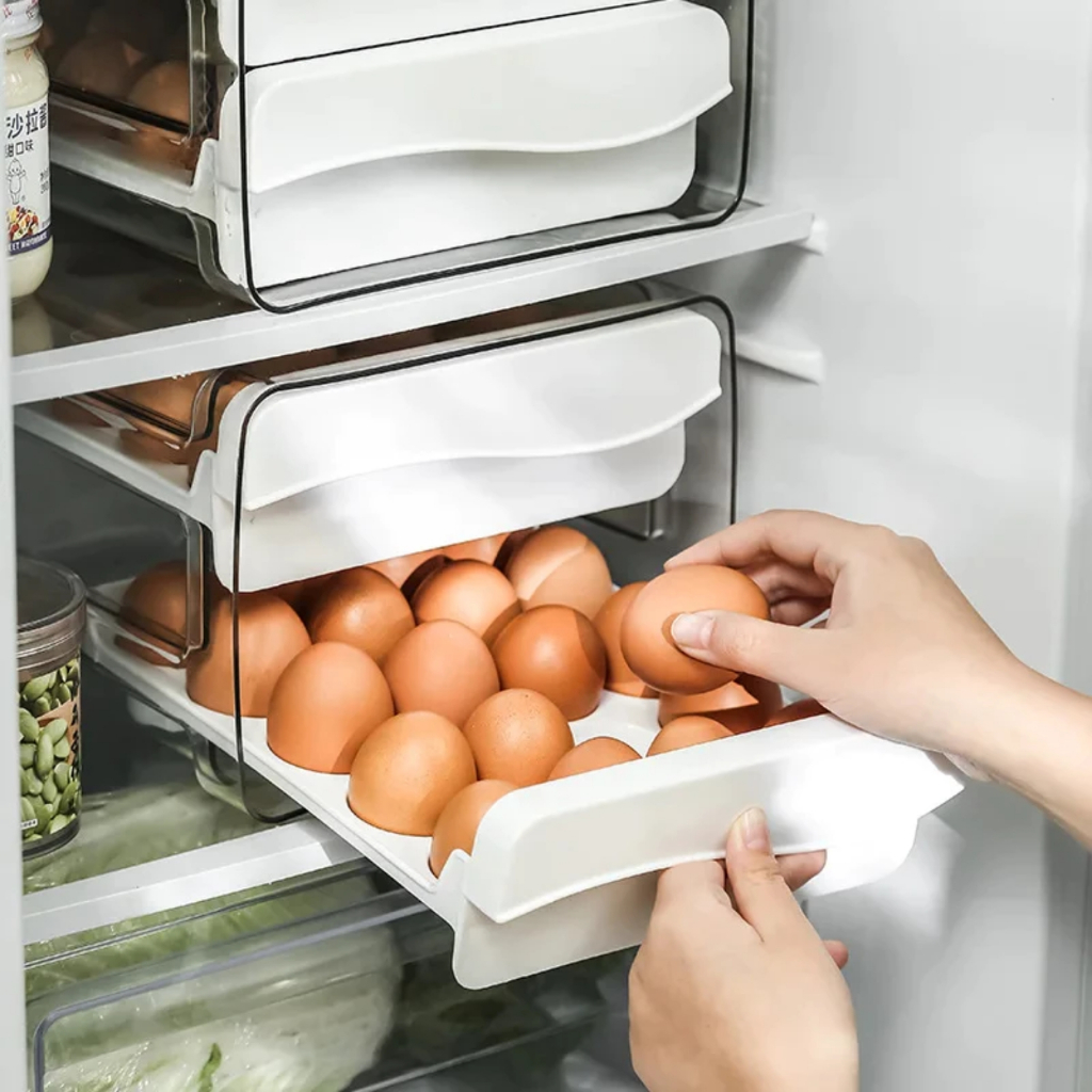 Porta Ovos 2 ou 4 andares Gaveteiro organizador de geladeira branco