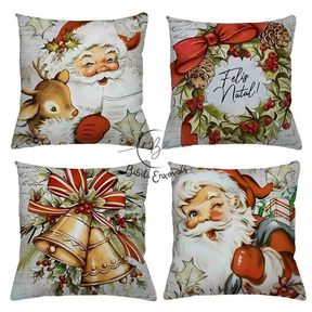 KIT 4 CAPAS DE ALMOFADAS DECORATIVAS NATAL