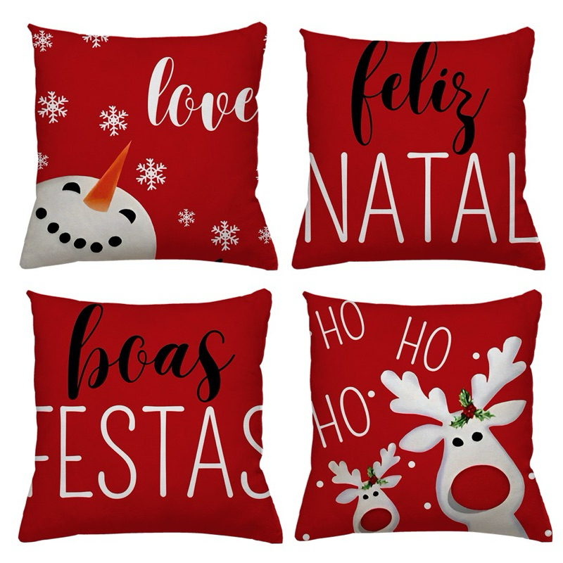 KIT 4 CAPAS DE ALMOFADAS DECORATIVAS NATAL
