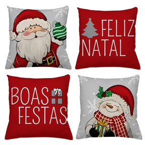 KIT 4 CAPAS DE ALMOFADAS DECORATIVAS NATAL