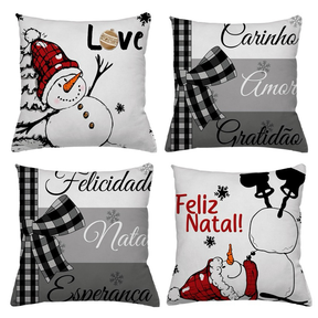 KIT 4 CAPAS DE ALMOFADAS DECORATIVAS NATAL
