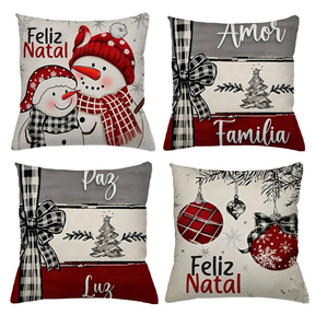 KIT 4 CAPAS DE ALMOFADAS DECORATIVAS NATAL