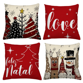 KIT 4 CAPAS DE ALMOFADAS DECORATIVAS NATAL