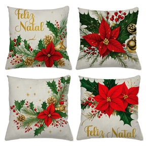 KIT 4 CAPAS DE ALMOFADAS DECORATIVAS NATAL
