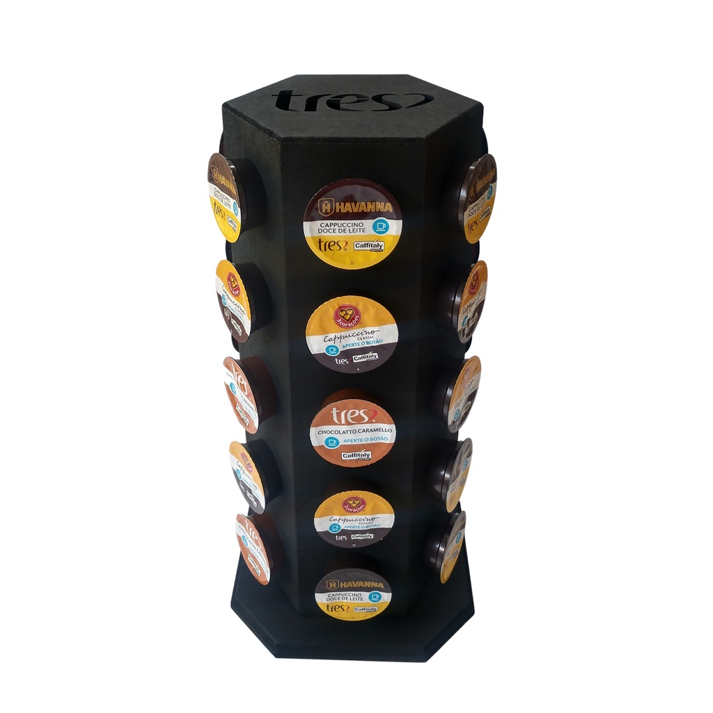Torre Organizador Giratório p/30 Cápsulas Café Três 3 Corações