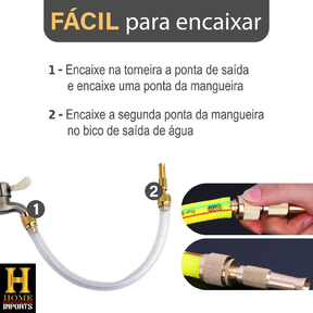 Kit 3 Em 1 Bico Alta Pressão De Metal Para Mangueiras Comuns + Conector De Torneira Com Rosca