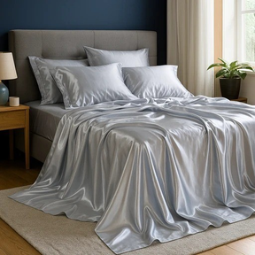 Kit Lençol de Cetim com Elástico e Fronhas – Toque Macio, Brilho Luxuoso e Conforto Incomparável